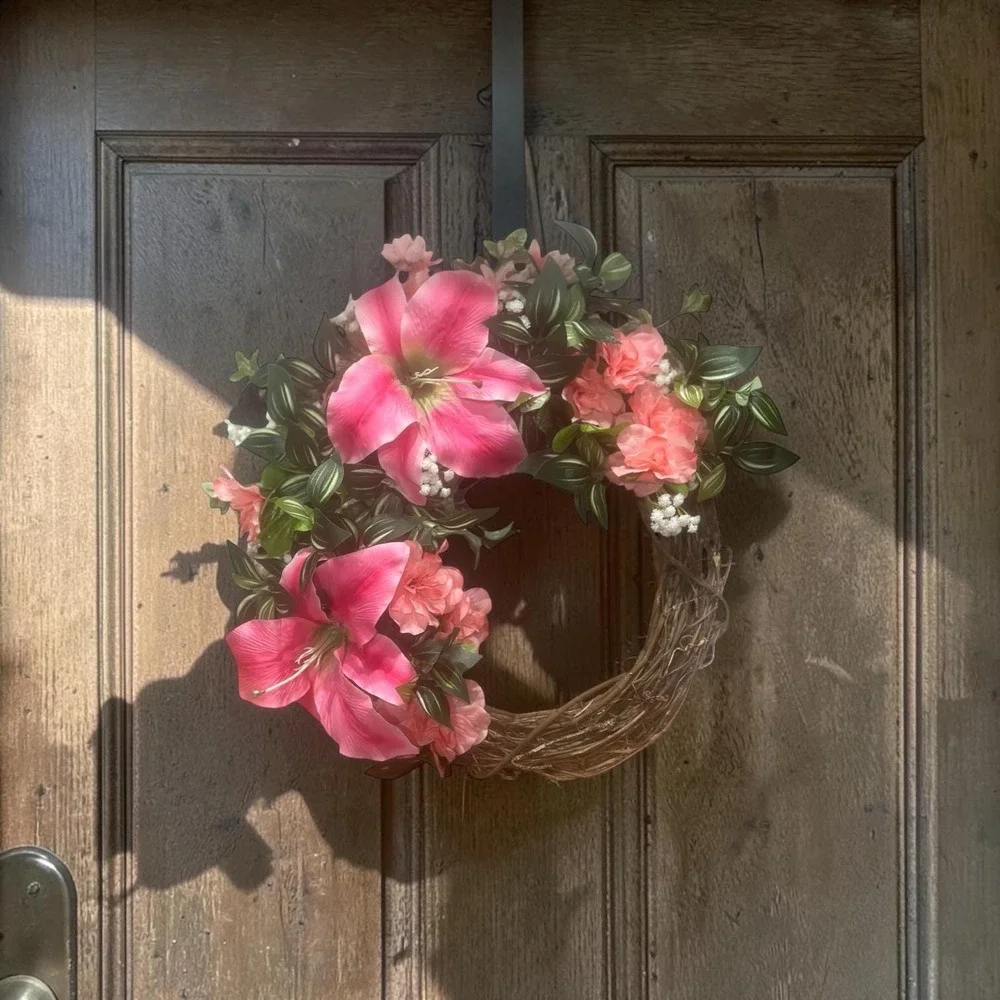 Colorful Spring Wreath: Faux Floral Door Accent;